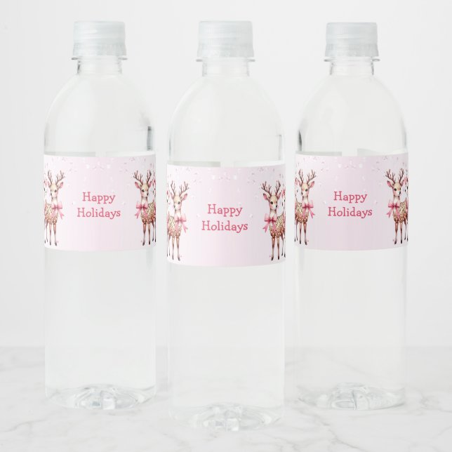 Etiqueta Para Botella De Agua Navidades Deer Holiday (Botellas)