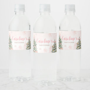 Etiqueta Para Botella De Agua Navidades rosas hace frío fuera de Baby Shower