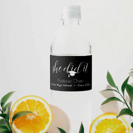 Etiqueta Para Botella De Agua Negro Moderno Lo Hizo Elegante Graduación