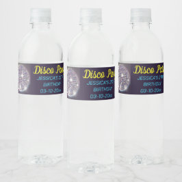 Etiqueta Para Botella De Agua Neon Glow Disco Dance Birday Party