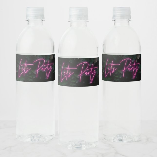 Etiqueta Para Botella De Agua Neon-rosado funky moderno le permite al fiesta con (Botellas)