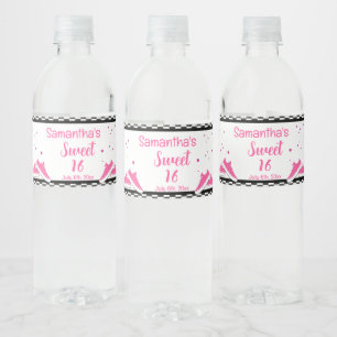 Etiqueta Para Botella De Agua Neon Sneaker Birthday, Purpurina