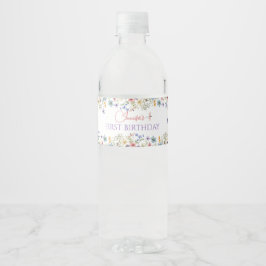 Etiqueta Para Botella De Agua Niña Flores Silvestres Acuarela 1er Cumpleaños Agu