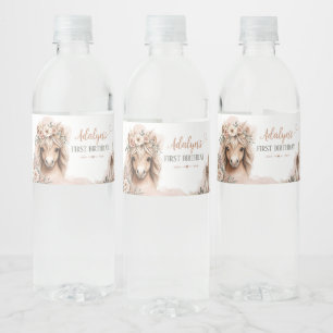 Etiqueta Para Botella De Agua Niña Linda Cumpleaños Boho Caballo Primer Cumpleañ
