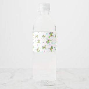Etiqueta Para Botella De Agua niños arcoíris perro cachorro lunares brillantes c