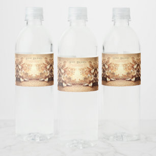 Etiqueta Para Botella De Agua Noche Buena Dorada