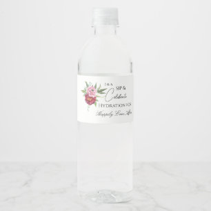 Etiqueta Para Botella De Agua Noche estrellada Romance Etiqueta de floros celest