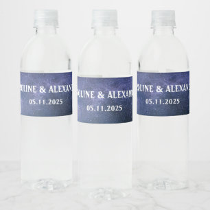 Etiqueta Para Botella De Agua Nocturna Naval Azul Starry Cielo Estrellas Cosmos