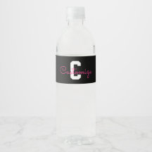 Nombre Bonito & Monograma | Negro Blanco & Rosa