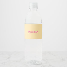 Etiqueta Para Botella De Agua Nombre personalizado minimalista crema