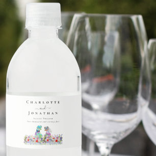 Etiqueta Para Botella De Agua Novia y Novio Dinosaurio Boda Personalizada
