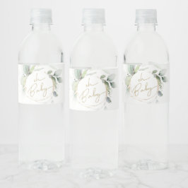 Etiqueta Para Botella De Agua Oh Baby Eucalyptus Baby Shower