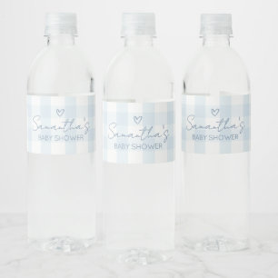 Etiqueta Para Botella De Agua Oh Boy Blue Gingham Baby Shower