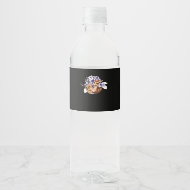 Etiqueta Para Botella De Agua Oh Deer Clean Minimal Style  (Anverso)