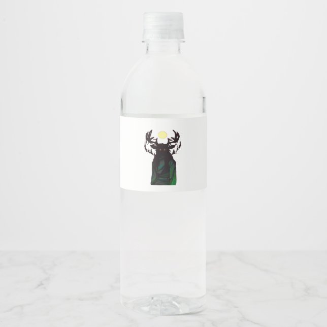 Etiqueta Para Botella De Agua Oh Deer Minimal Design  (Anverso)