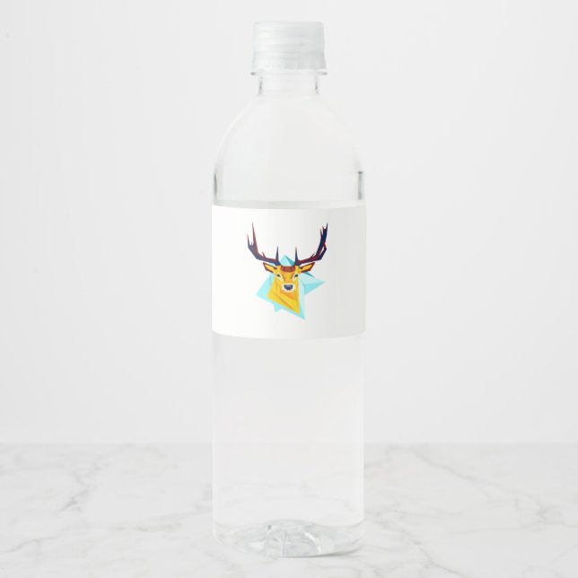 Etiqueta Para Botella De Agua Oh Deer Minimal Rustic Style  (Anverso)