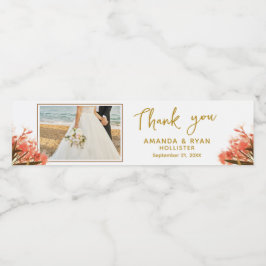 Etiqueta Para Botella De Agua Oleander Flowers Boda Gracias Script Photo