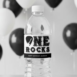 Etiqueta Para Botella De Agua One Rocks Guitar Pick 1st Birthday Party