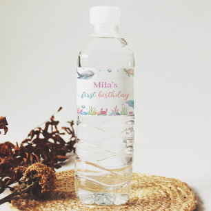 Etiqueta Para Botella De Agua Oneder The Sea Pastel Birthday Water Bottle Label