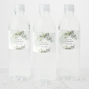 Etiqueta Para Botella De Agua Oro de boho eucalyptus verde