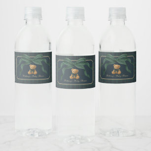 Etiqueta Para Botella De Agua Ositos de peluche con lazo verde para regalos de b
