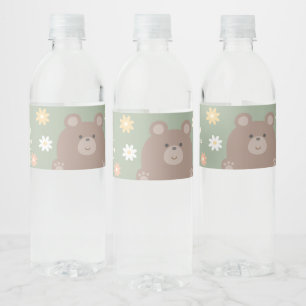 Etiqueta Para Botella De Agua Oso adorable de peluche Cumpleaños de bebé niño en