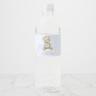 Etiqueta Para Botella De Agua oso de peluche de cualquier edad cumpleaños niño