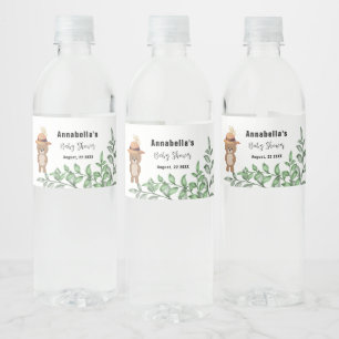 Etiqueta Para Botella De Agua Oso Lindo en el Bosque Fiesta de Bebé