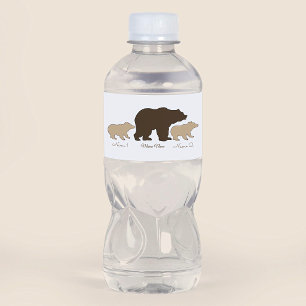 Etiqueta Para Botella De Agua Oso Mama Personalizado Con 2 Nombres De Niños Rega
