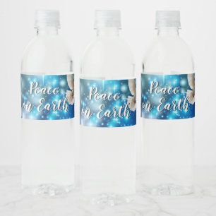 Etiqueta Para Botella De Agua Paloma Azul de la Paz Navidad