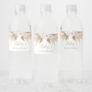 Etiqueta Para Botella De Agua Pampas Grass Bohemia acuática Bridal Shower