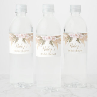 Etiqueta Para Botella De Agua Pampas Grass Bohemia acuática Bridal Shower