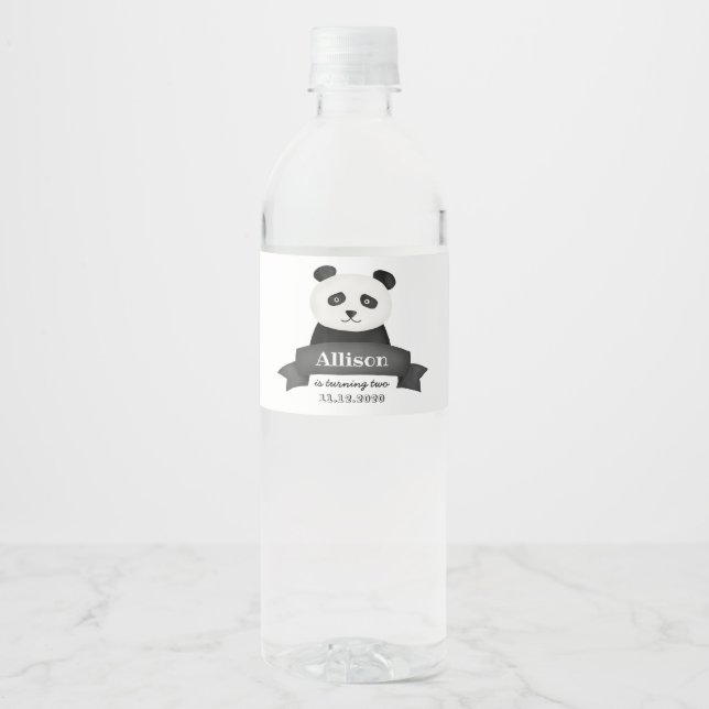 Etiqueta Para Botella De Agua Panda Birthday Party (Anverso)