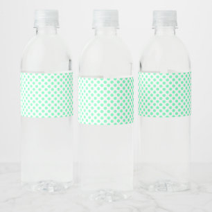 Etiqueta Para Botella De Agua Papel verde de polka mate patrón de amor bolas de
