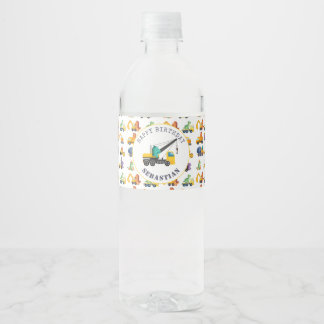 Etiqueta Para Botella De Agua Partido de Cumpleaños de la Construcción de Dinosa