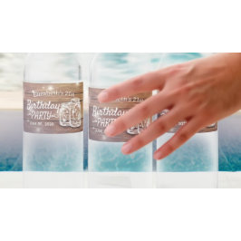 Etiqueta Para Botella De Agua Partido de Cumpleaños Rustic Wood Mason Jar String