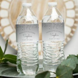 Etiqueta Para Botella De Agua Partido de Graduación por Derivación de Plata Purp