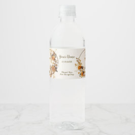 Etiqueta Para Botella De Agua Partido de la Boda Naranja Dorado Flores Blancas R