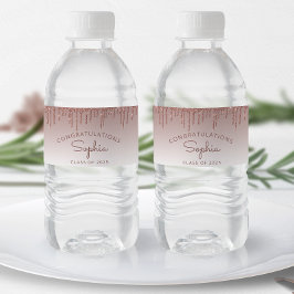 Etiqueta Para Botella De Agua Partido Rosa de Graduación por el Oro Purpurina 20