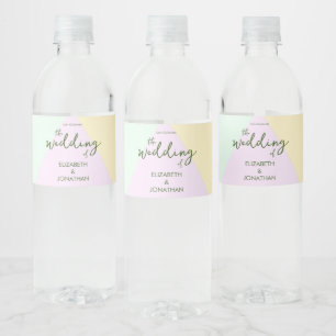 Etiqueta Para Botella De Agua Pasado Boda Geométrica Pastel Silenciada