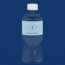 Etiqueta Para Botella De Agua Pascua Azul 3 cumpleaños