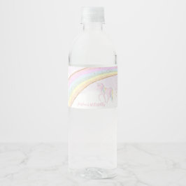 Etiqueta Para Botella De Agua Pastel de Chicas del primer cumpleaños de Rainbow
