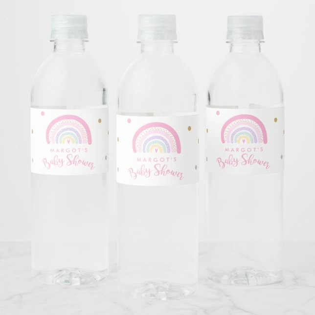 Etiqueta Para Botella De Agua Pastel Rainbow Baby Shower (Botellas)