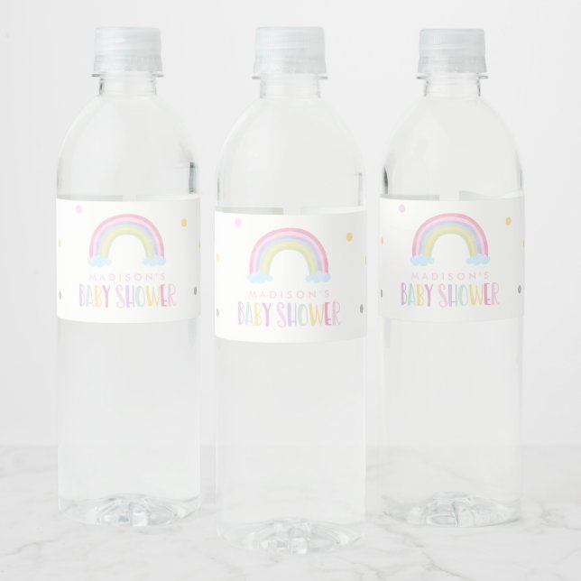 Etiqueta Para Botella De Agua Pastel Rainbow Baby Shower (Botellas)