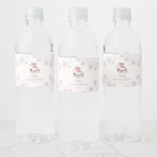 Etiqueta Para Botella De Agua Patinaje sobre hielo Cumpleaños Copo de nieve Bril