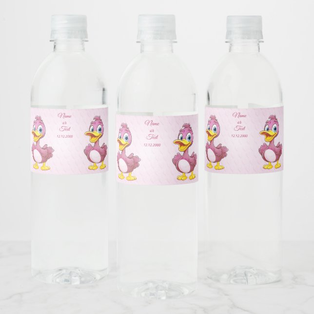 Etiqueta Para Botella De Agua Patos rosados (Botellas)