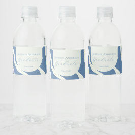 Etiqueta Para Botella De Agua Patrón abstracto moderno de graduación en azul y c