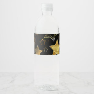 Etiqueta Para Botella De Agua Patrón continuo con estrellas doradas