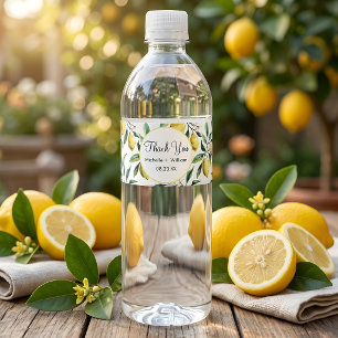 Etiqueta Para Botella De Agua Patrón continuo moderno acuarela boda limón