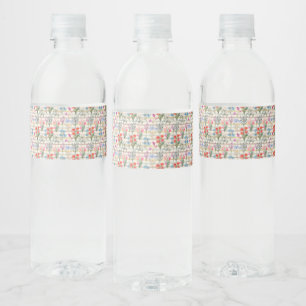 Etiqueta Para Botella De Agua Patrón de flor acuático moderno